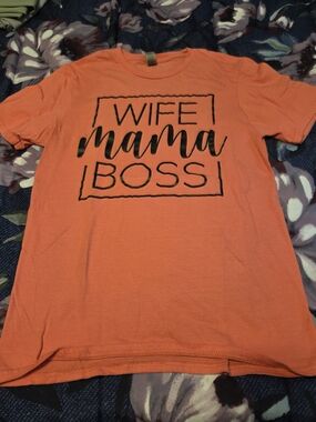 Bright Soft Style Coral Graphic Tee with Black Print